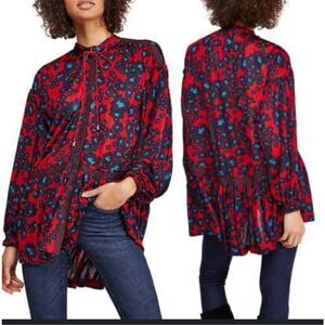 Free People Love Letter floral tunic top Xs
